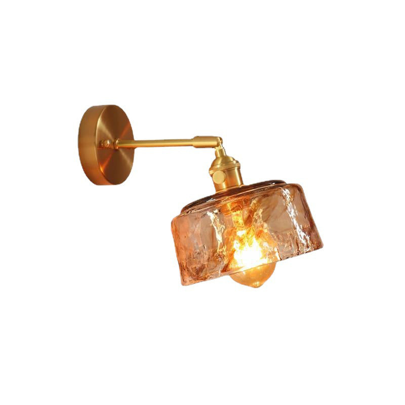 Eclectic Brass Iron Geometric 1-Light Wall Sconce Lamp