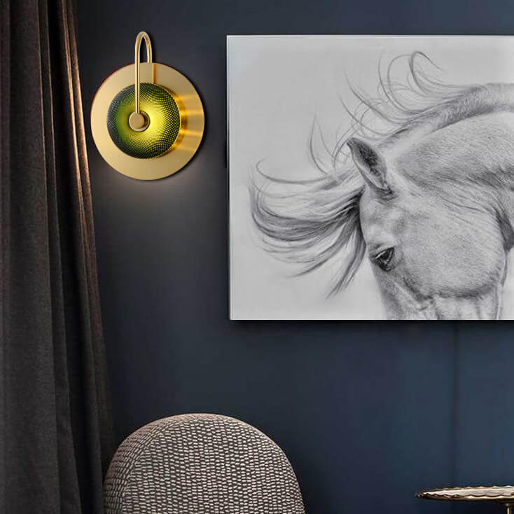 Modern Luxury Iron Glass Round LED Wall Sconce Lamp