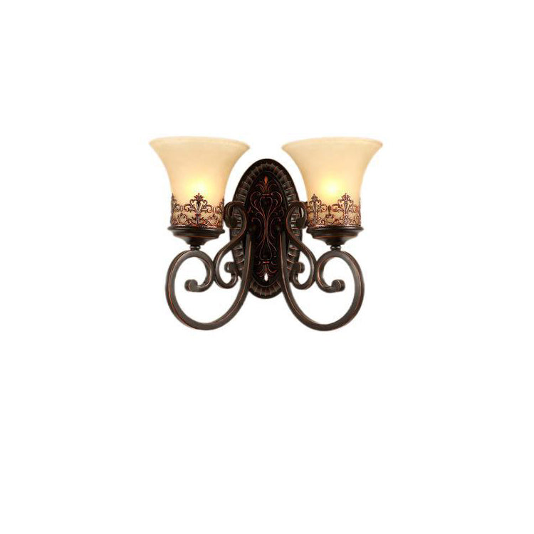 Traditional Round Glass Iron 1/2 Light Wall Sconce Lamp
