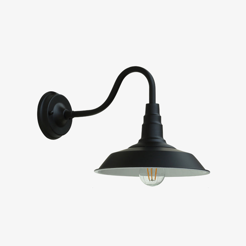 Traditional Iron Round Shade 1-Light Wall Sconce Lamp