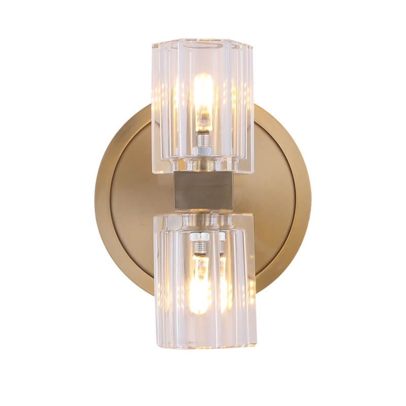 Crystal Copper Cylindrical 2-Light Wall Sconce Lamp