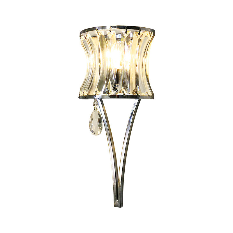 Prismatic Clear Crystal Shade Iron 1-Light Wall Sconce Lamp