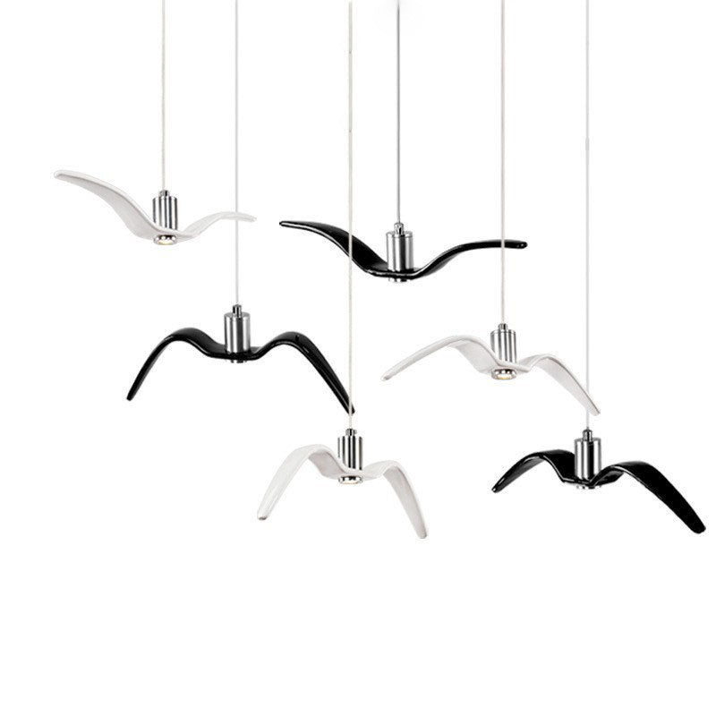 Contemporary Nordic Personality Wrought Iron Seagull LED Pendant Light For Living Room