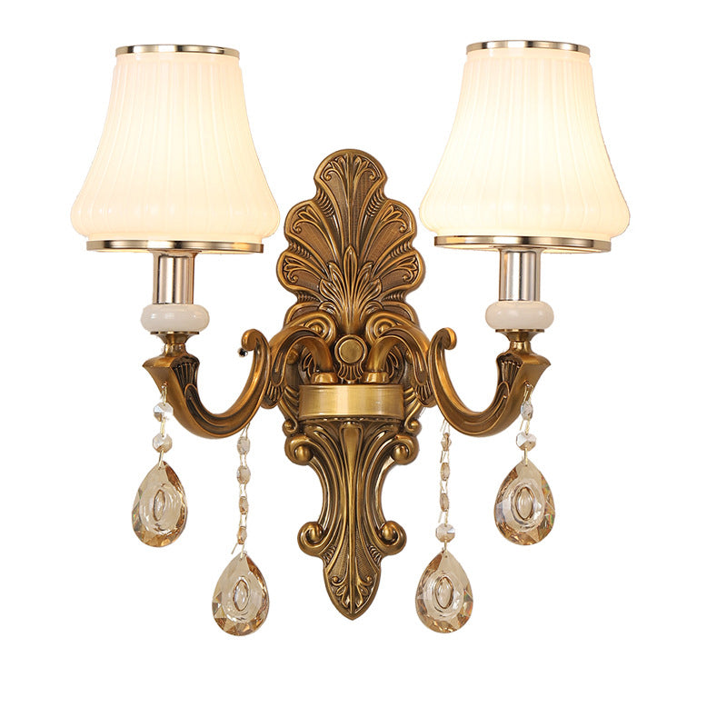 Candlestick Alloy Jade Crystal 2-Light Wall Sconce Lamp
