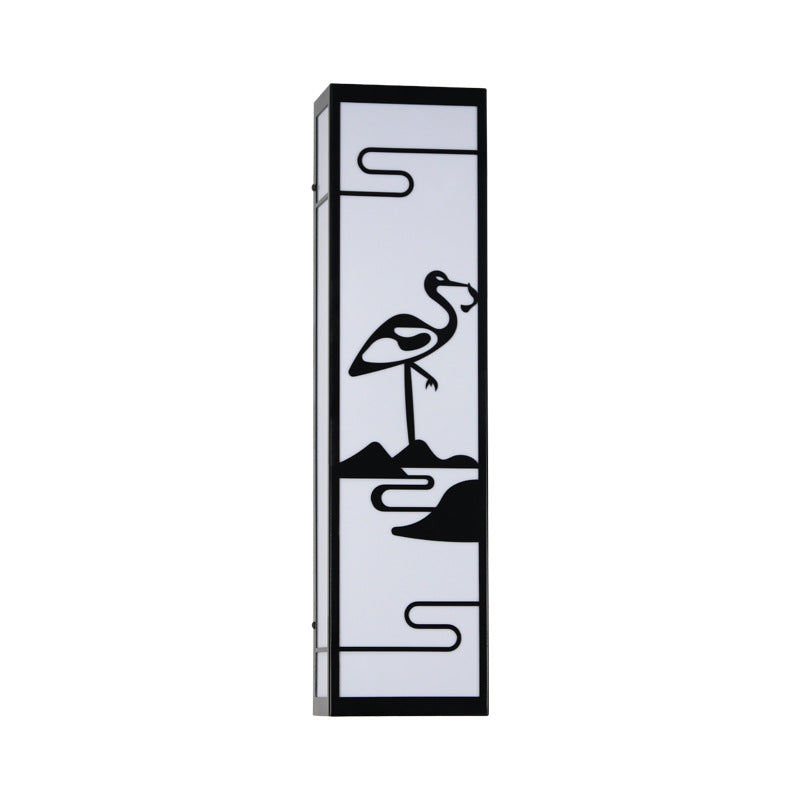 Chinese Rectangle Shade LED Waterproof Wall Sconce Lamp