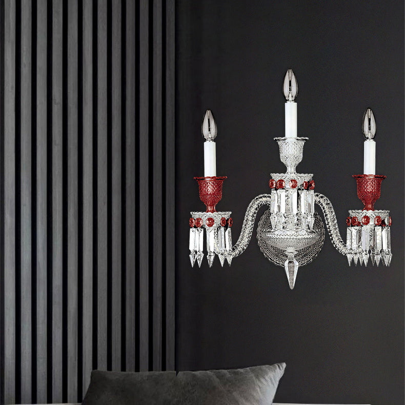 Cylinder Arrow Crystal Glass 2/3 Light Wall Sconce Lamp