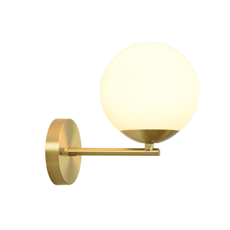 Minimalist Round Ball Copper Glass 1-Light Wall Sconce Lamp