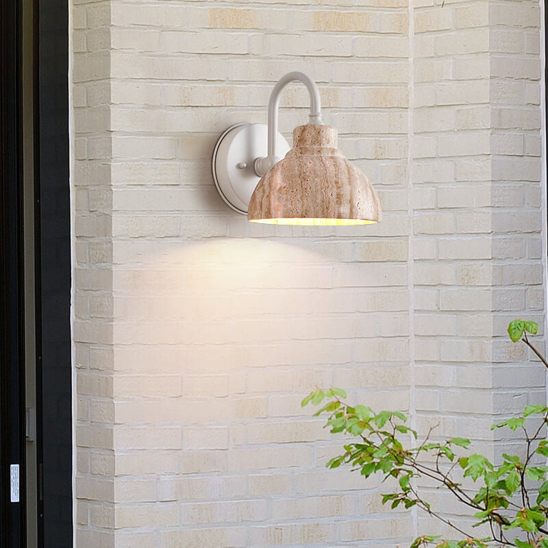 Japanese Travertine Bowl Shape 1-Light Wall Sconce Lamp