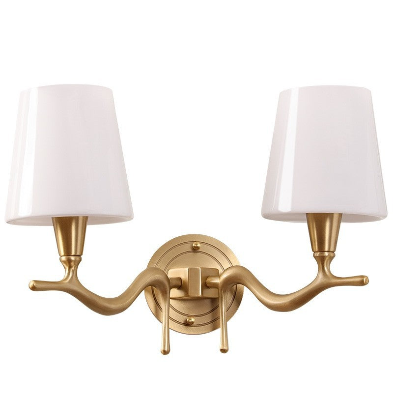 Copper Glass Swan Neck Glass 1/2 Light Wall Sconce Lamp