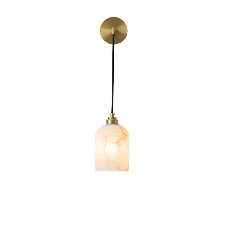 Light Luxury Marble Column Copper 1-Light Wall Sconce Lamp