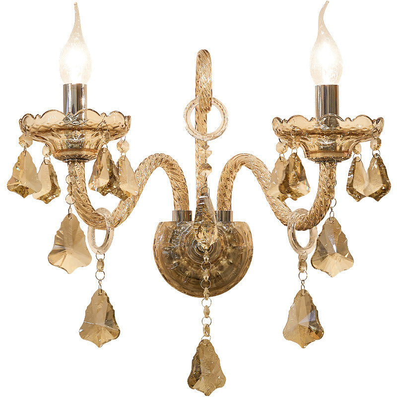 Glass Candelabra Hardware 1/2-Light Wall Sconce Lamp