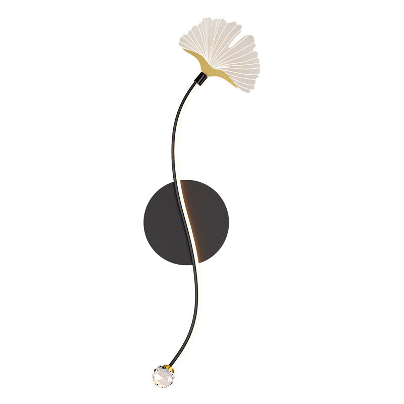 Iron Aluminum Acrylic Line Ginkgo Leaf LED Wall Sconce Lamp