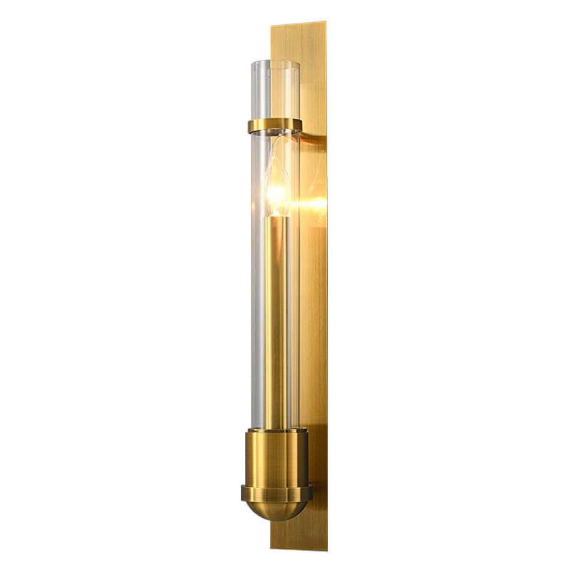 Golden Finish Frame Glass Cylinder LED Wall Sconce Lamp