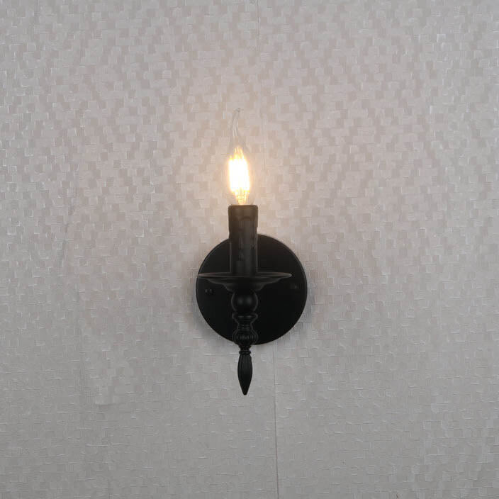 Industrial Minimalist Iron Candle 1-Light Wall Sconce Lamp