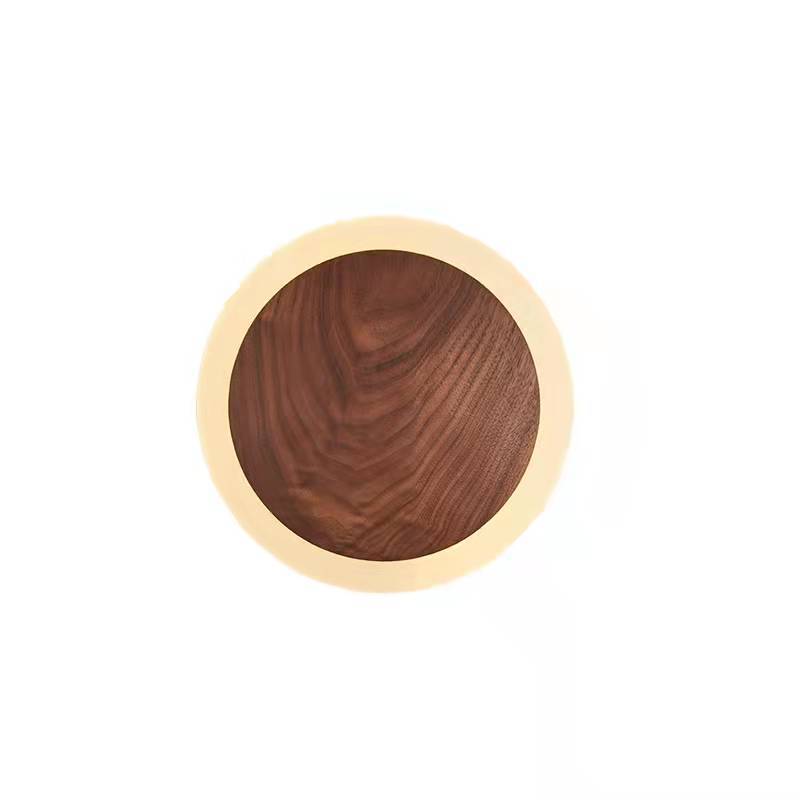 Japanese Black Walnut Round Shade LED Wall Sconce Lamp