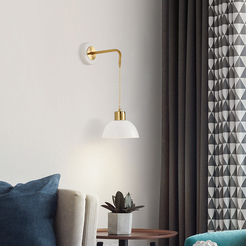 Half Circle Pendant Wire Iron 1-Light Wall Sconce Lamp