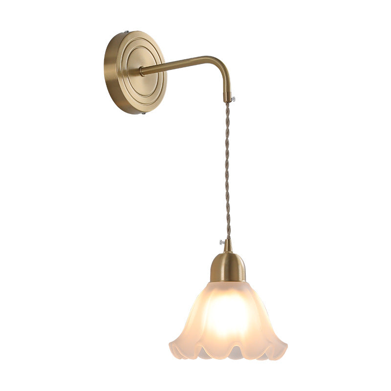 Nordic Glass Flower Petal Copper 1-Light Wall Sconce Lamp