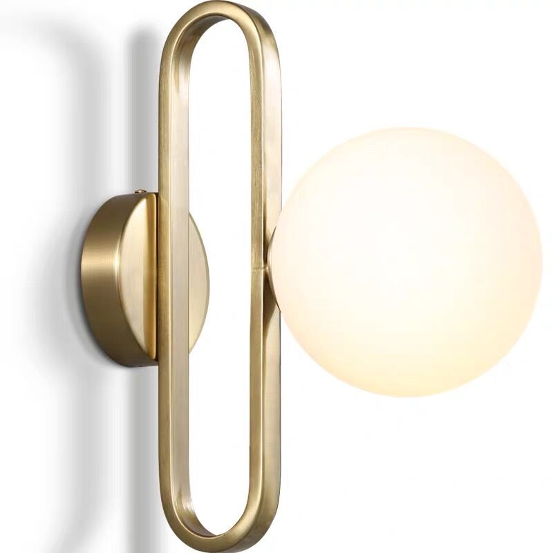 Simplicity Glass Shade Iron Ring 1-Light Wall Sconce Lamp