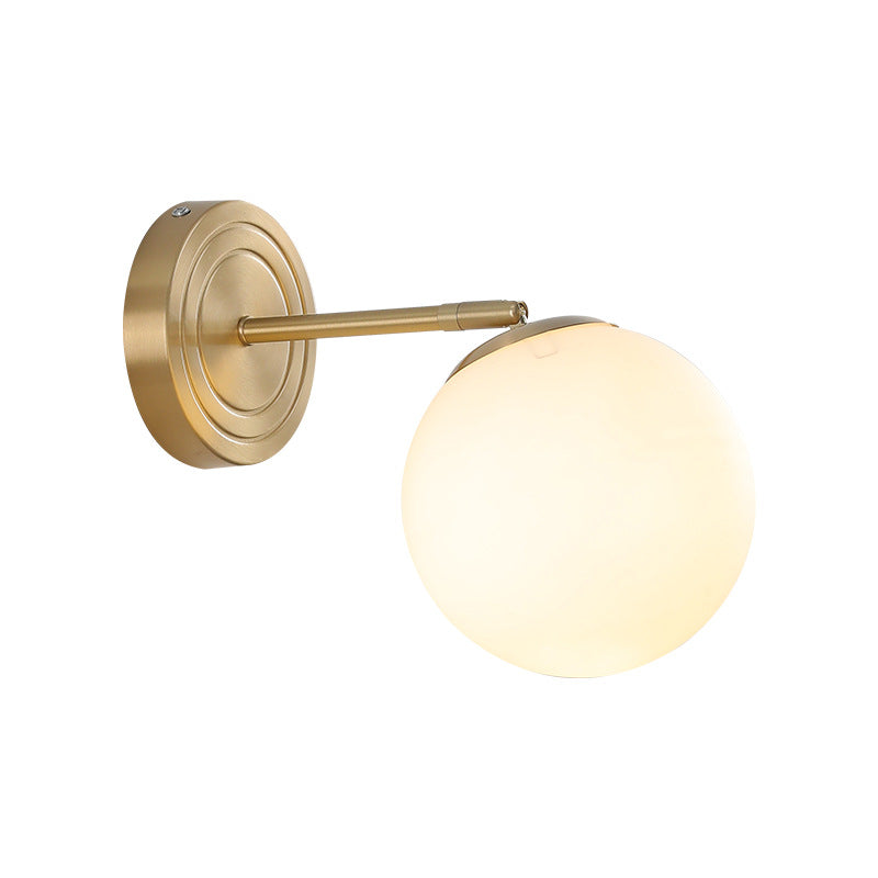 Luxury Glass Orb Copper Base 1-Light Wall Sconce Lamp