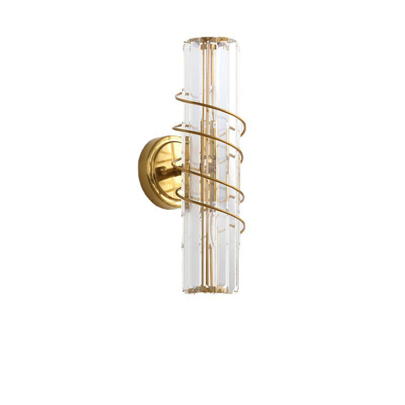 Nordic Iron Crystal Column 2-Light Wall Sconce Lamp