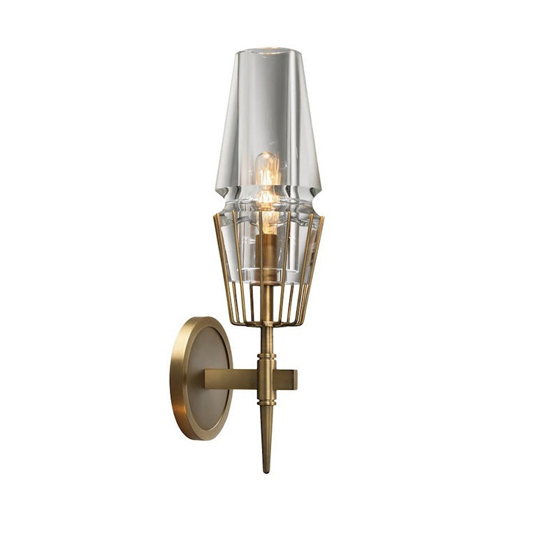 Retro Iron Glass Cylinder 1/2 Light Wall Sconce Lamp