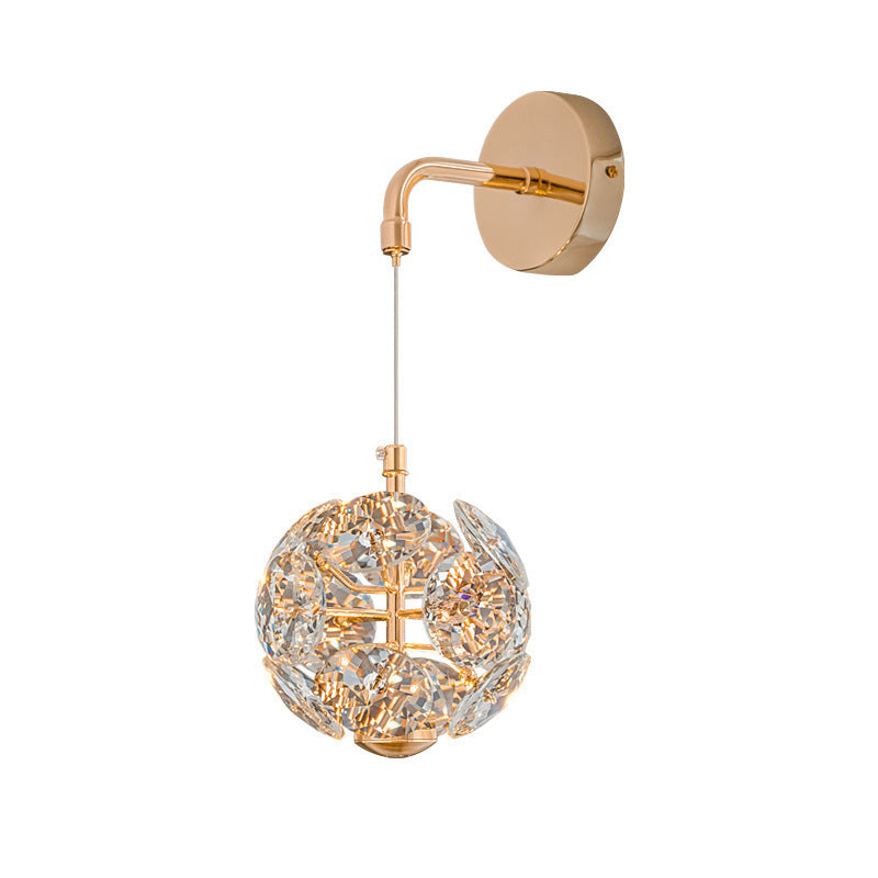 Crystal Round Shade Dandelion Design LED Wall Sconce Lamp