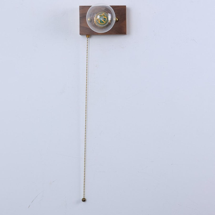 Traditional Rectangle Iron Wood 1-Light Wall Sconce Lamp