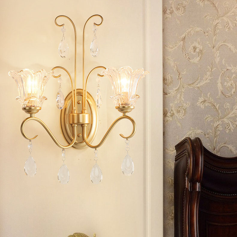 Traditional French Crystal Branch 2-Light Wall Sconce Lamp
