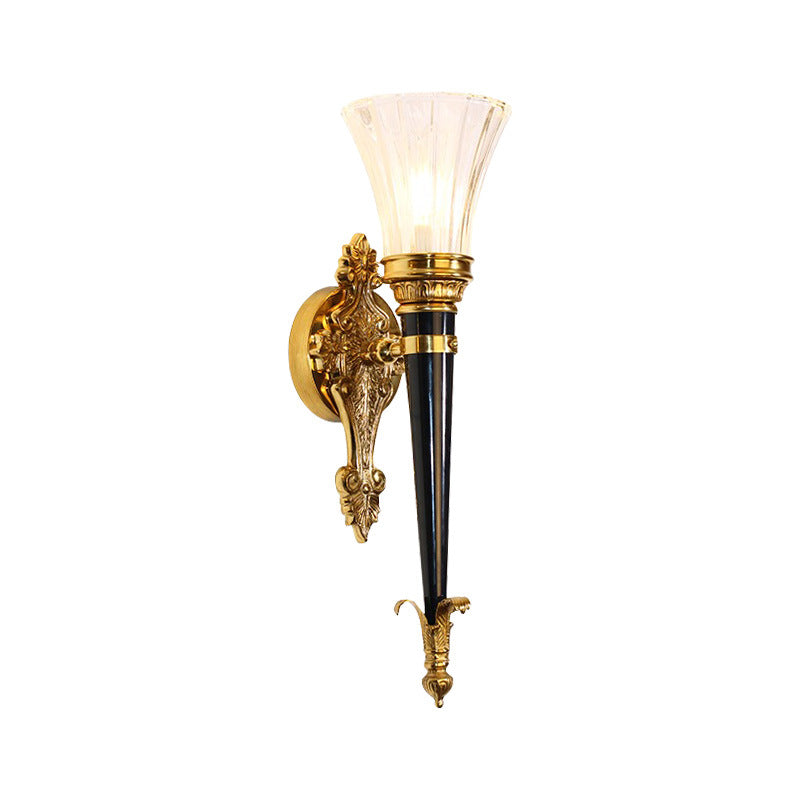Full Copper Frame Horn Shade 1-Light Wall Sconce Lamp