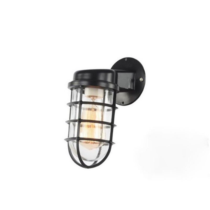 Aluminum Round Cage 1-Light Waterproof Wall Sconce Lamp