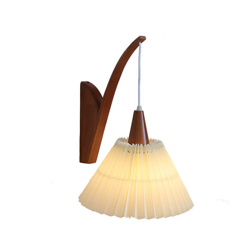 Japanese Fabric Umbrella Shade 1-Light Wall Sconce Lamp