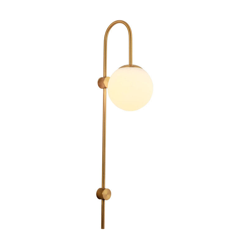 Iron Glass Round Ball Long Pole 1-Light Wall Sconce Lamp