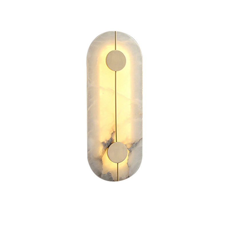 Chinese Copper Marble Round Elliptical LED Wall Sconce Lamp