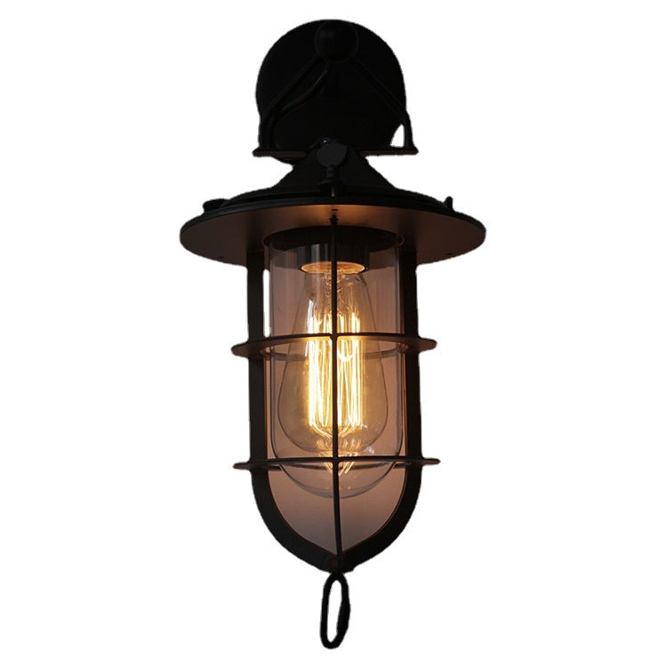 Iron Glass Houseboat Design 1-Light Wall Sconce Lamp