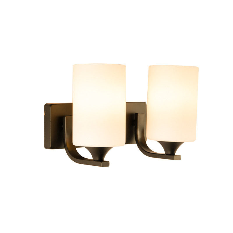 Simplicity Cylinder Iron Glass 1/2 Light Wall Sconce Lamp