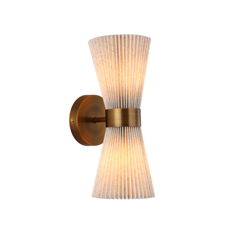 Minimalist Column Fabric Copper 2-Light Wall Sconce Lamp