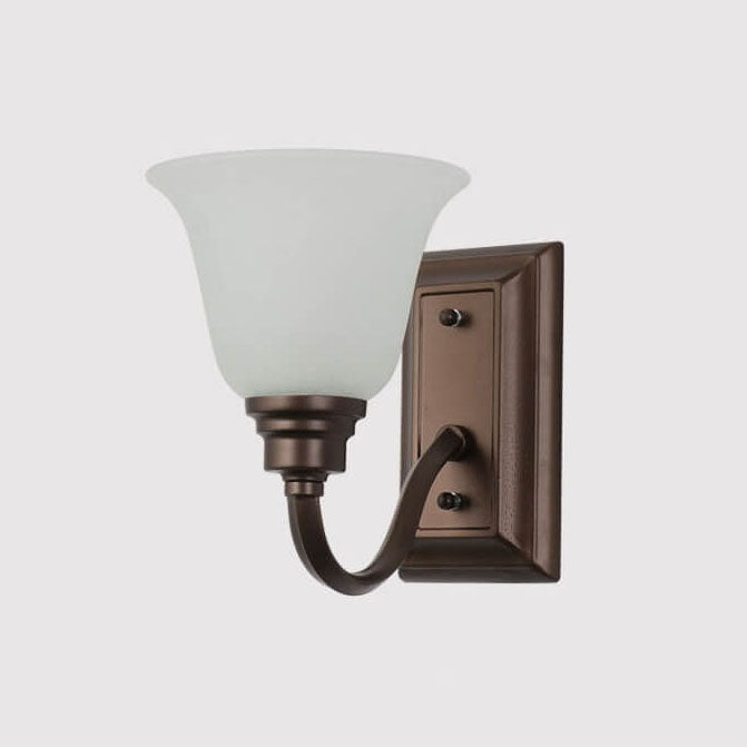 Iron Frame Floral Glass Shade 1-Light Wall Sconce Lamp