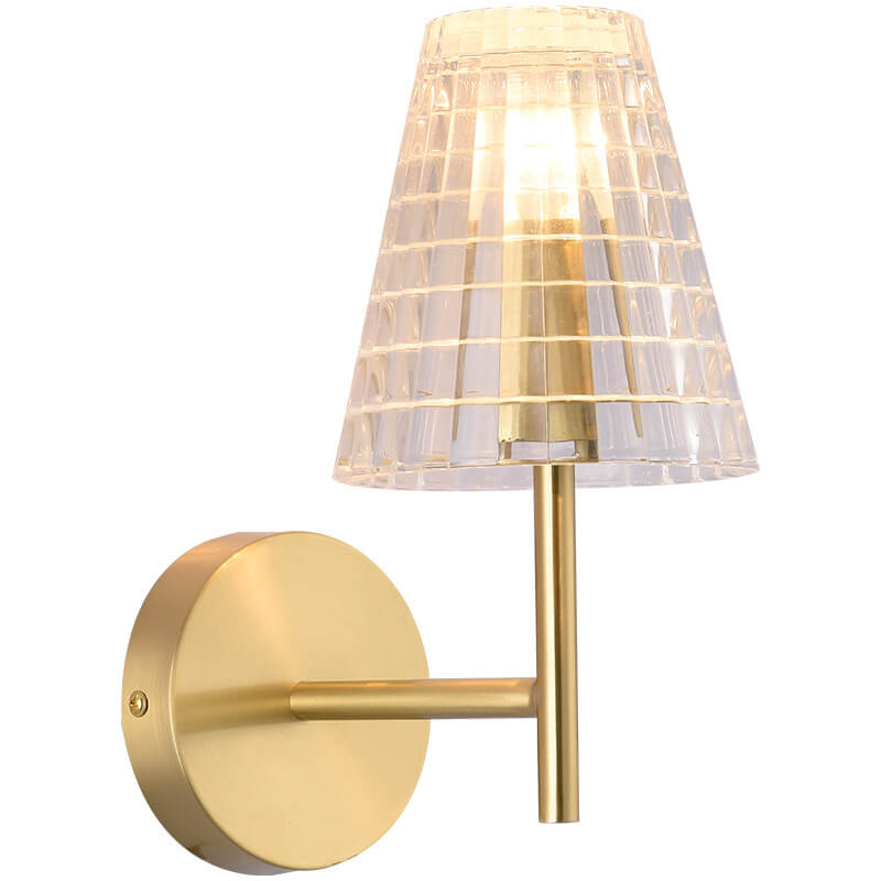 Luxury Round Textured Glass Copper 1-Light Wall Sconce Lamp