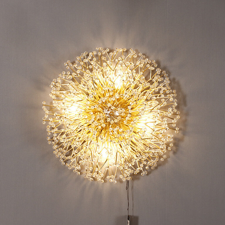 Luxury Crystal Dandelion Aluminum 4-Light Wall Sconce Lamp