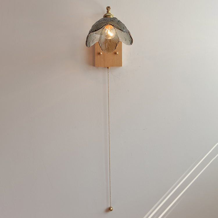 Japanese Hemispheric Pull Cord 1-Light Wall Sconce Lamp