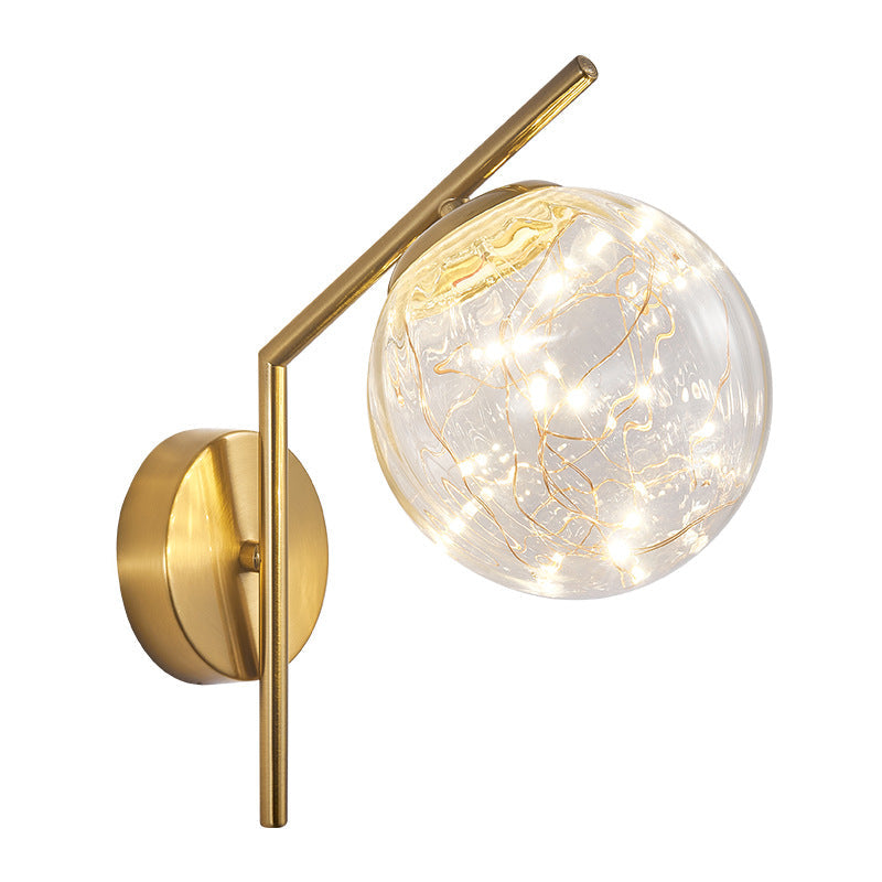 European Full Star Iron Glass Ball LED Wall Sconce Lamp
