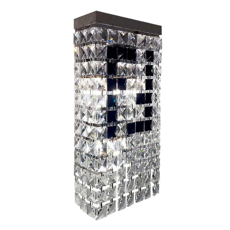 Rectangular Steel Crystal 3-Light Wall Sconce Lamp