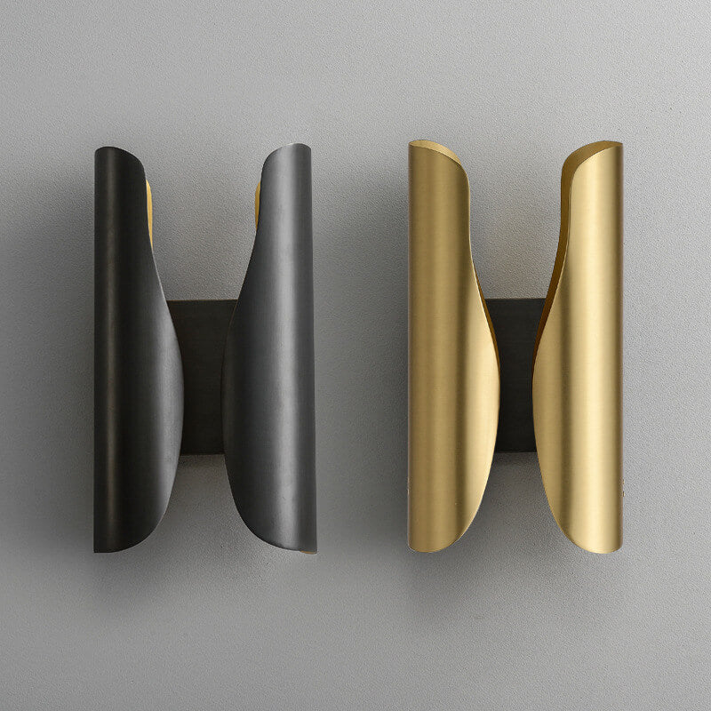 Light Luxury Rolled Edge Brass 2-Light Wall Sconce Lamp