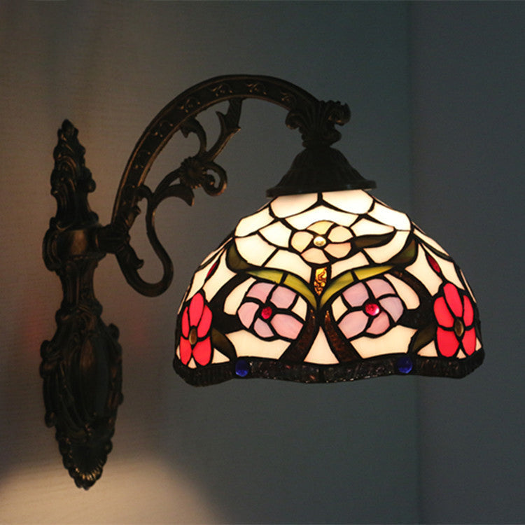 Tiffany Circle Alloy Iron Stained 1-Light Wall Sconce Lamp