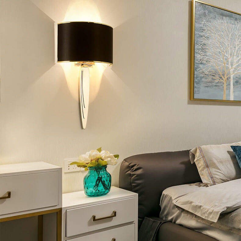 Fabric Mirror Stainless Steel 1-Light Wall Sconce Lamp
