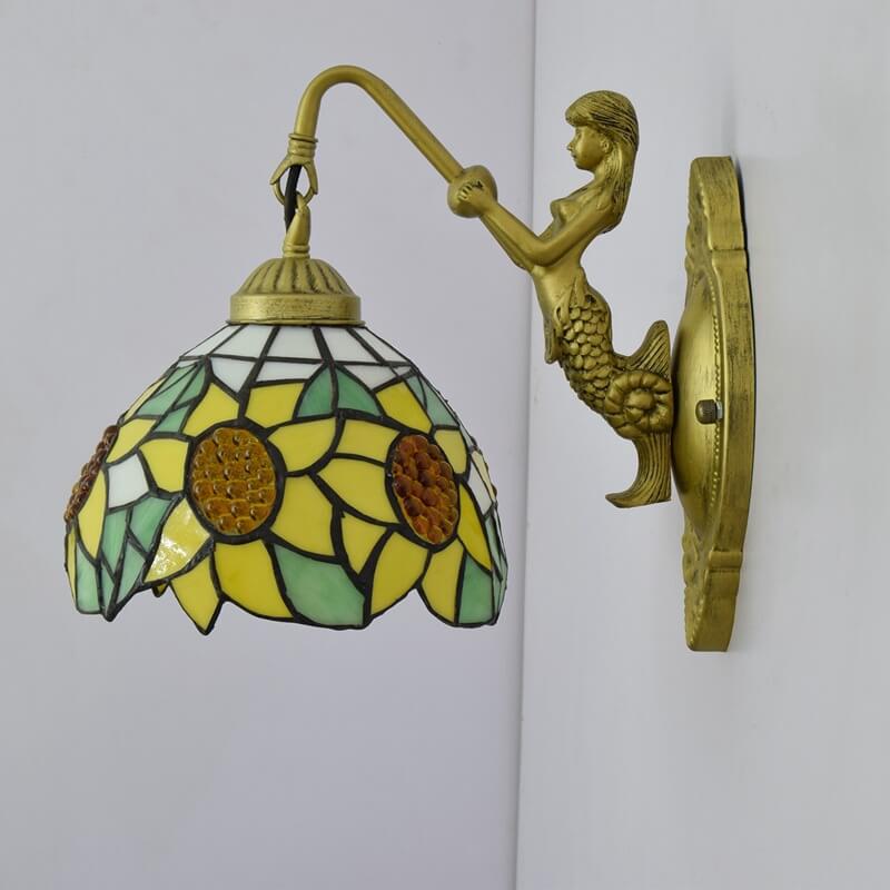 Tiffany Sun Flower Stained Glass 1-Light Wall Sconce Lamp