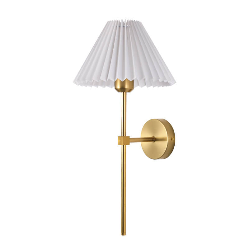 Pleated Fabric Shade Straight Arm 1-Light Wall Sconce Lamp