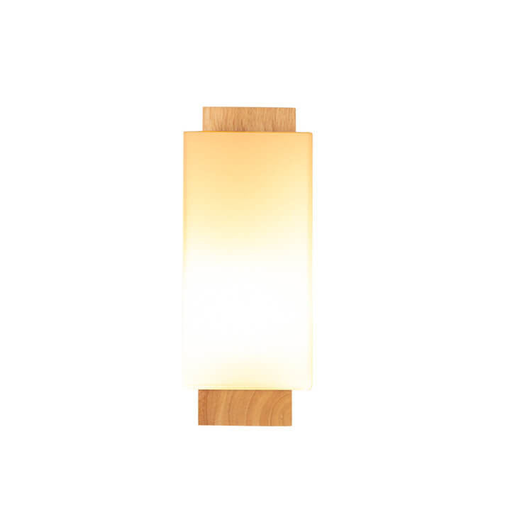 Solid Wood Square Glass Column 1-Light Wall Sconce Lamp