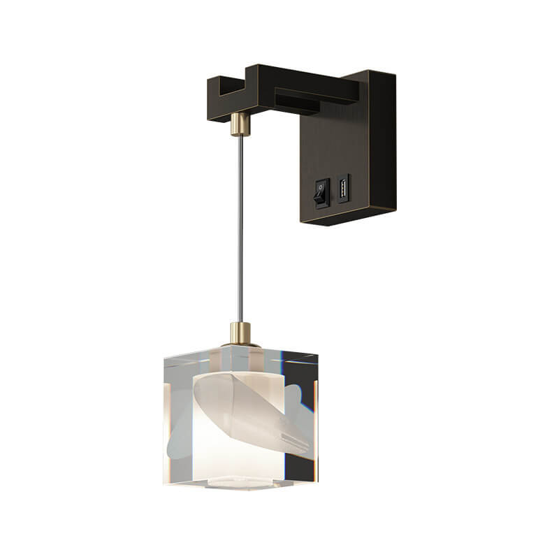 Luxury Cube H65 Brass Acrylic 1-Light Wall Sconce Lamp