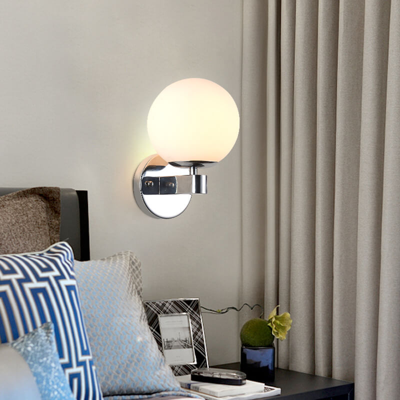 Scandinavian Orb Shade Iron Base 1-Light Wall Sconce Lamp